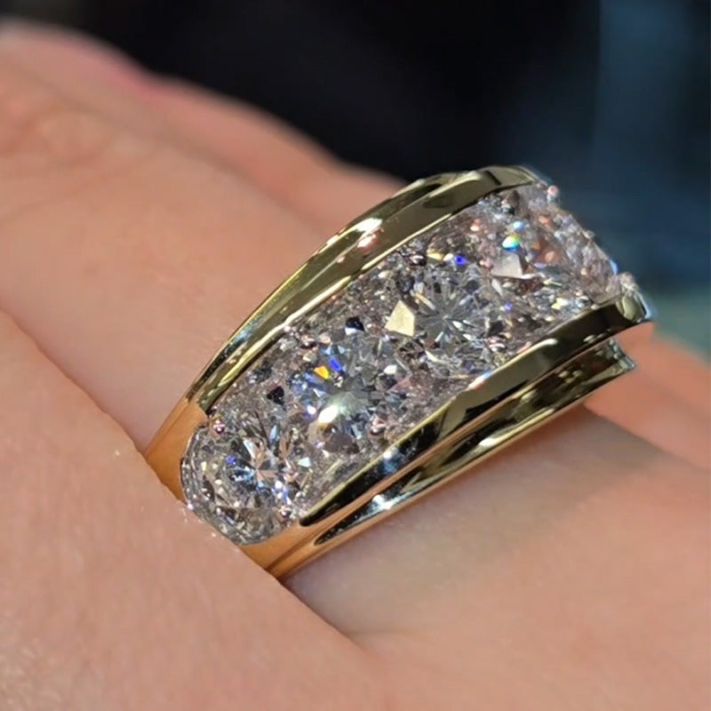 2.2 Ctw Round Cut White Cubic Zirconia 925 Sterling Silver Band